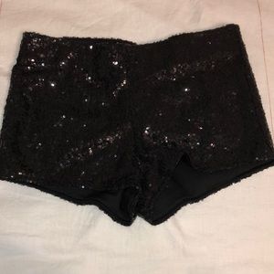 Black sequin stretchy shorts